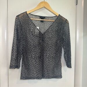 The Limited Sheer Fitted Cheetah Print Blouse. NWT. Gray and Black. Medium.